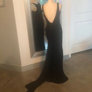 Full length gown with train 66” shoulder to hem
